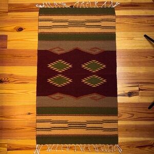 Vintage Zapotec Southwest Hand Woven Wool Rug/Tapestry 22 x 39